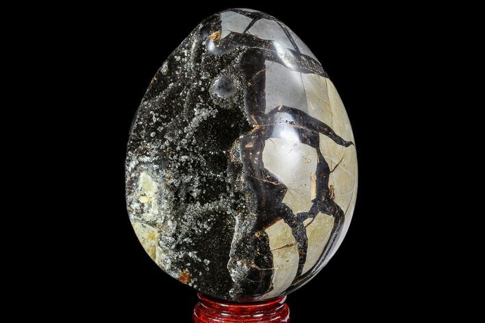 Septarian Dragon Egg Geode - Black Crystals #109975